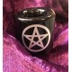 Candle Holder Black with pentagram Ceramic 